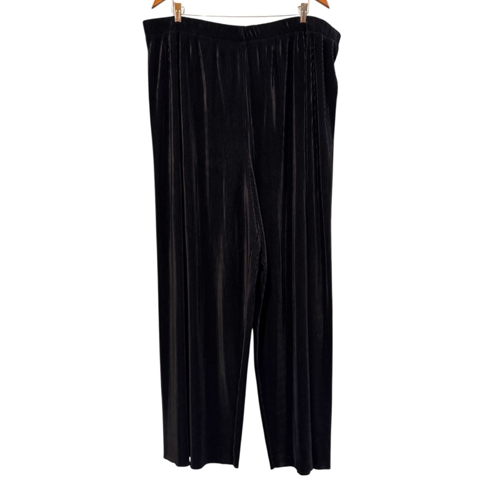 Katy D. Wide‎ Leg Ribbed Flare Pull On Pants Black Size 26/28